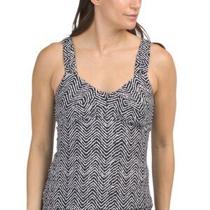 LEILANI Black/white Coastal Tankini Swim Top